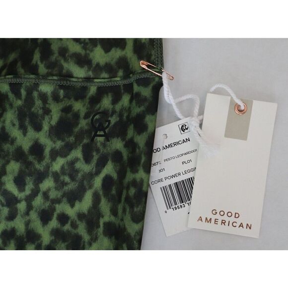 Good American GP0672 Women Sz 2 Pesto Green Leopard Core Power 7/8 Leggings $131 - Picture 6 of 7